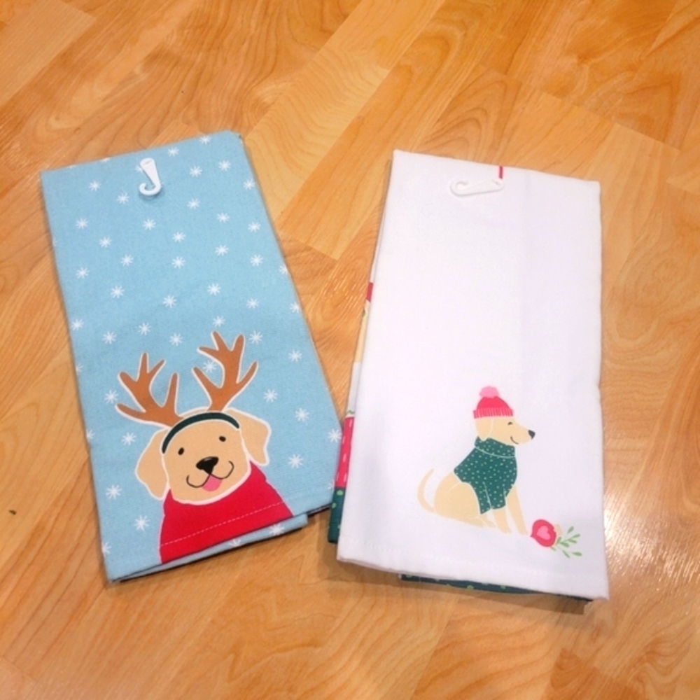 Holiday Kitchen Towel Bundle Yellow Lab New - Picture 5 of 8